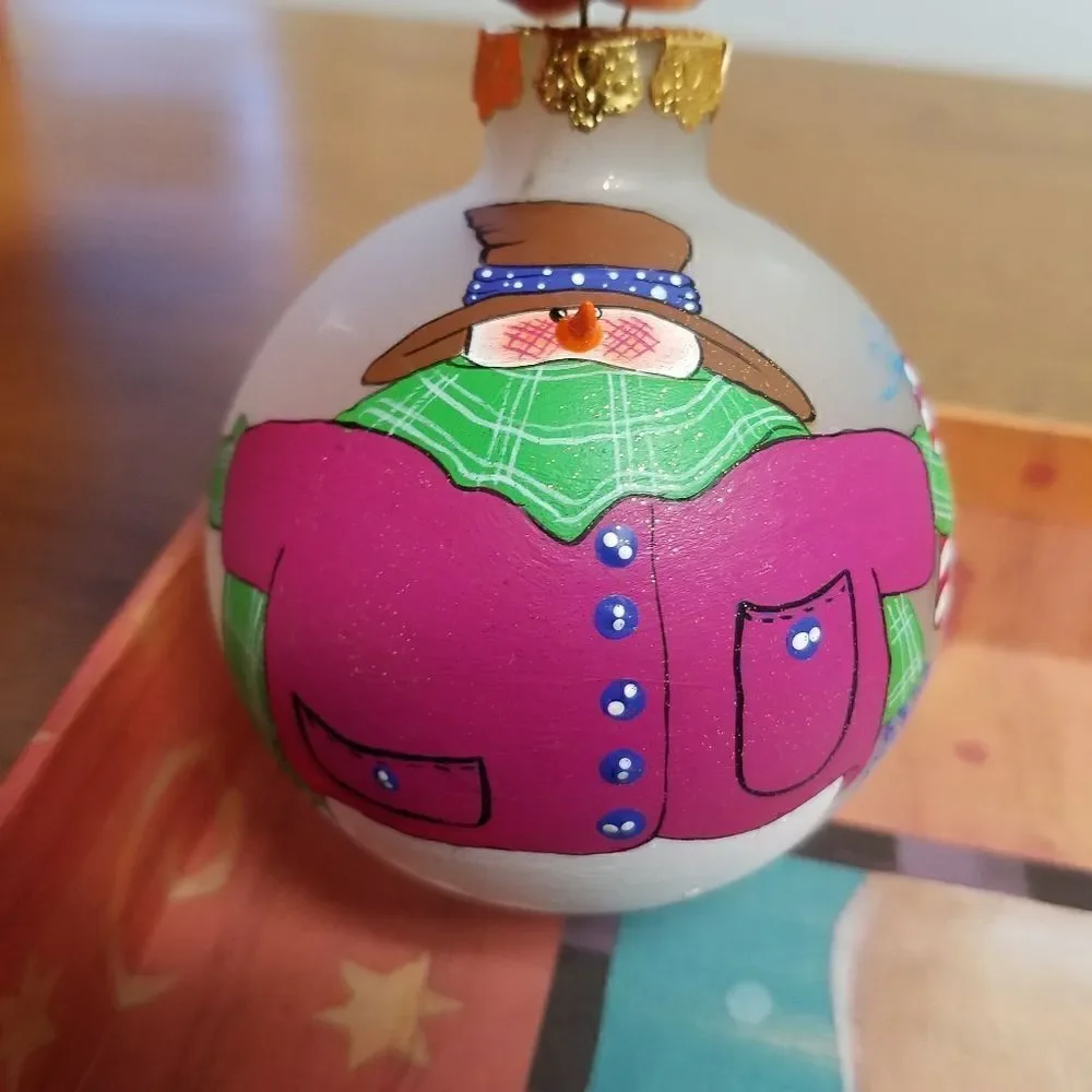Set of 3  Hand painted 3D snowman ornaments. Aprox 8